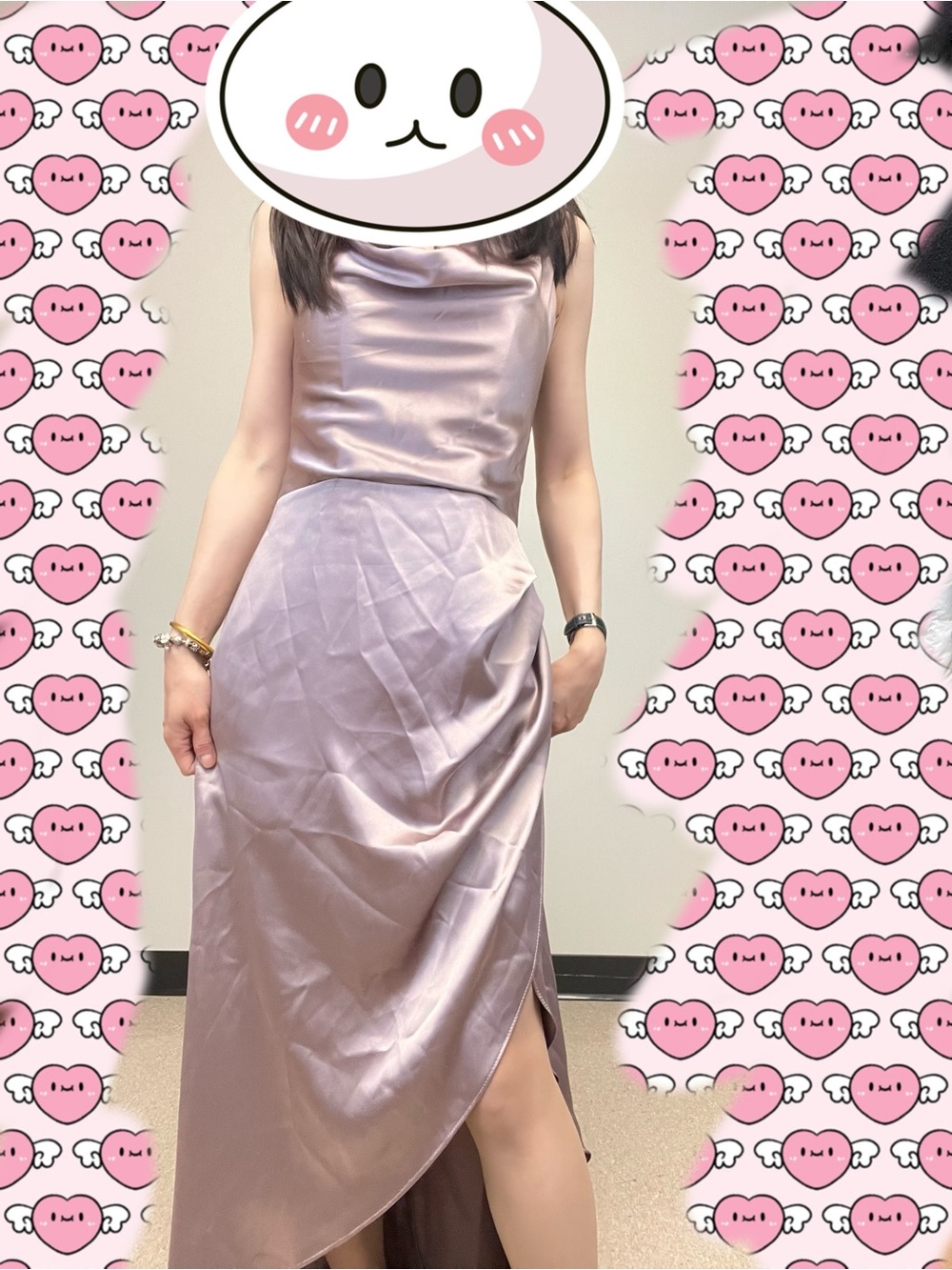 Elegant Lilac Satin Cowl Neck Dress - Women's Evening Dress